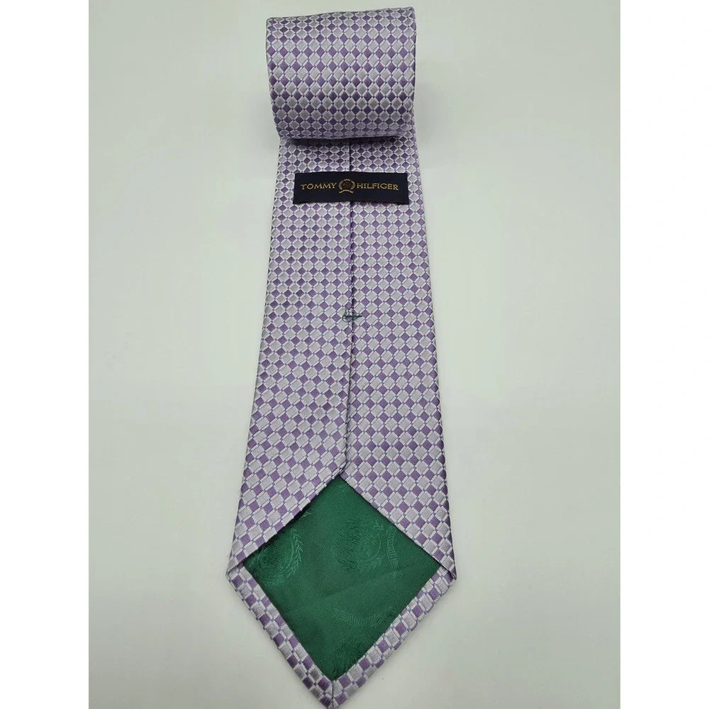 Vintage Tommy Hilfiger 100% Silk Geometric Pink Purple Blue Tie 60